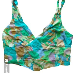 Floral Crop Top - Size Small - cute boho festival top vintage look